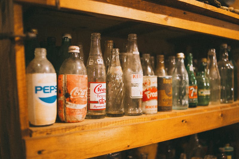 Craft soda selection in glass bottles