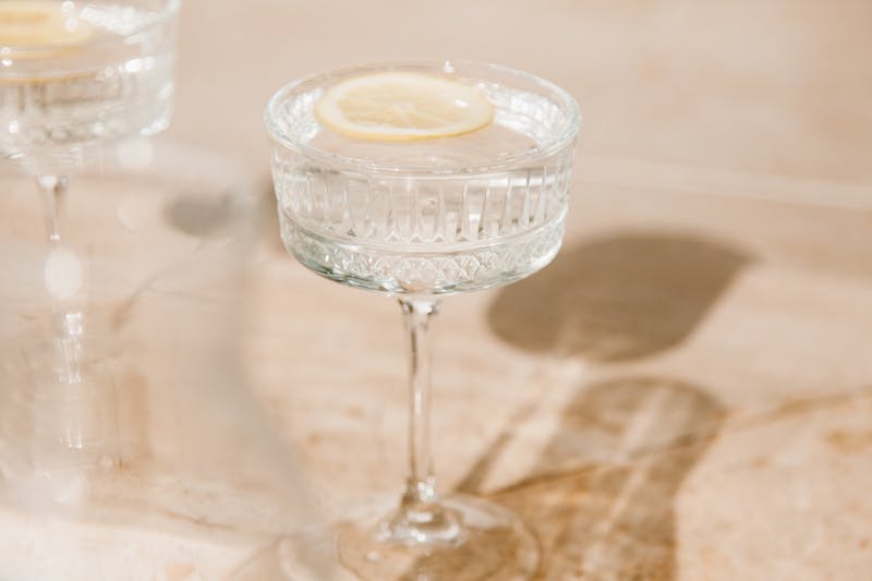 Sparkling water in a glass with citrus
